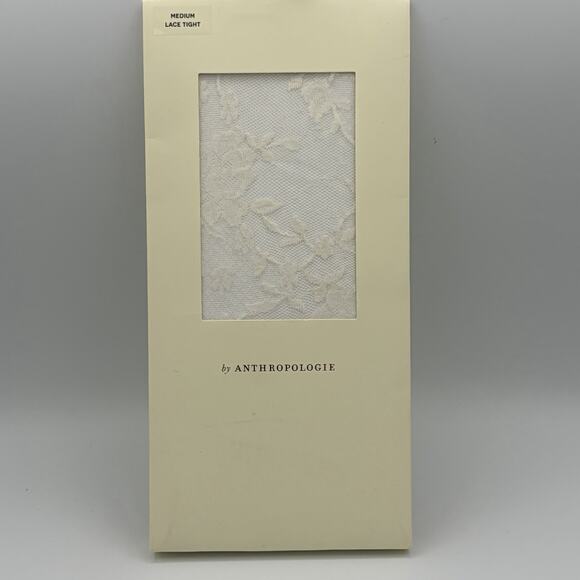 Anthropologie Women’s Lace Tights Size Medium White Raised Floral Italy NWT - Picture 9 of 9